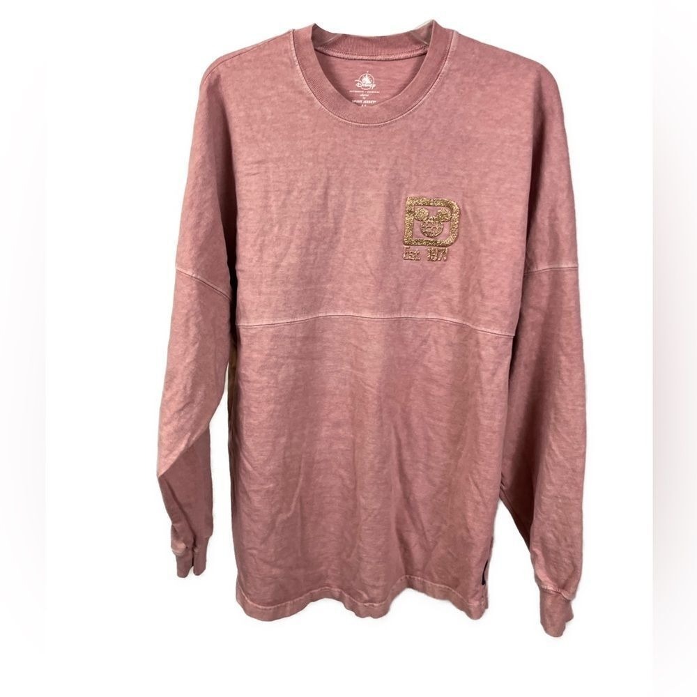 Walt Disney World Spirit Jersey Pink Long Sleeve Gold Spellout-‎ Size Small